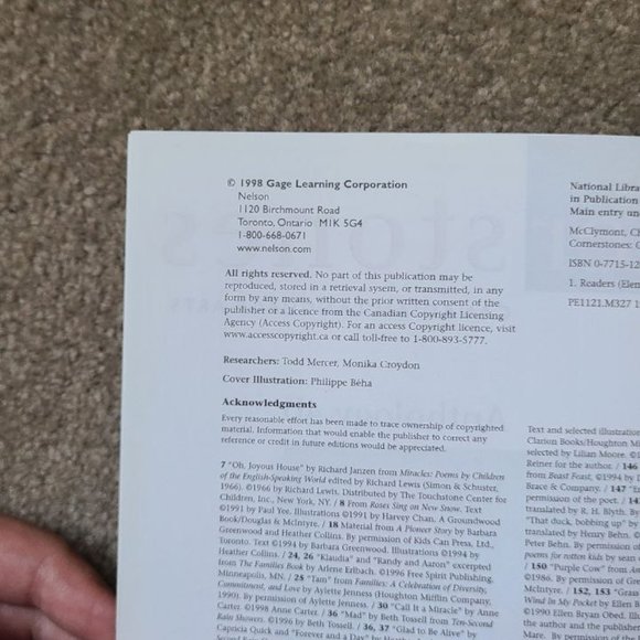 4/$25 Cornerstones Student Anthology Book B, Grade 4 - Gage Learning - Paperback - Picture 3 of 6